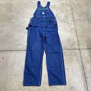 Liberty Overalls Men's Carpenter Bib Size 42W x 32L Blue Denim Jean Work Farmer